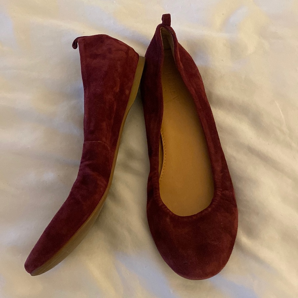 J. Crew burgundy velvet flats
